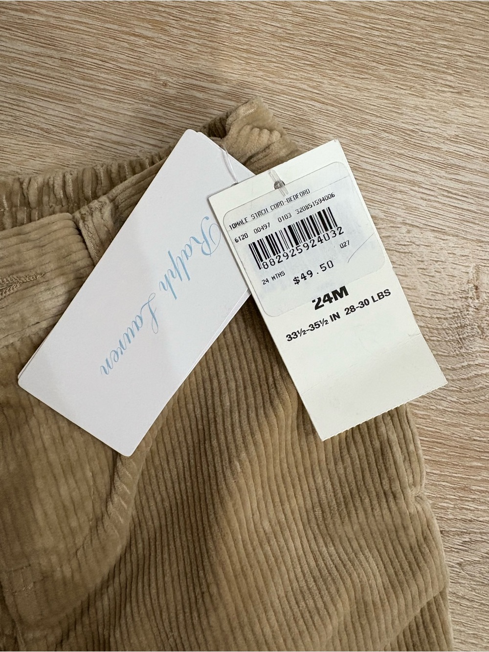 Ralph Lauren Kids Beige Corduroy Pants - Picture 3 of 6